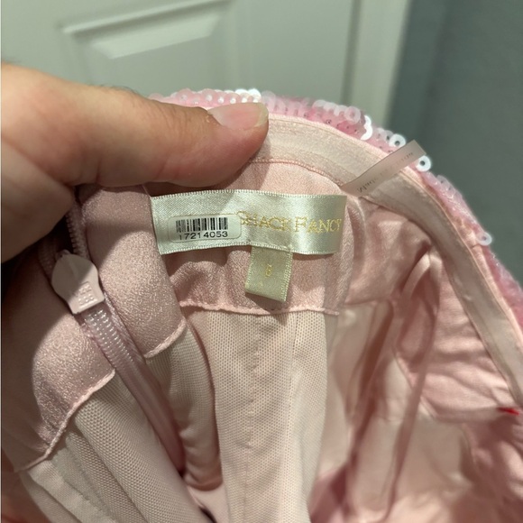 LoveShackFancy Stasia Sequin Dress Pink Strapless Evening Cocktail Party Sz 8 - Picture 6 of 7